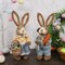Set of 2 Easter Decorations 13" Bunny Figurines Tabletop Spring Decor, Rustic Straw Bunny Couple with Carrot, Sisal Rabbit Statues Ornaments for Table Home Office Kitchen Farmhouse